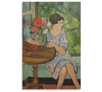 KSHAO ATHQW Affiche de Suzanne Valadon Célèbre de Suzanne Valadon avec inscription « Love Flowes Girl » par Prints - Décoration murale - Décoration d'intérieur - 50 x 70 cm - Sans cadre