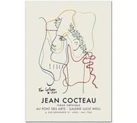 KSHAO ATHQW célèbre Jean Cocteau Exposition Affiches Peinture Jean Cocteau Estampes Oeuvres abstraites Toile Art Mural Décoration intérieure Moderne Photos 10x25cm sans Cadre