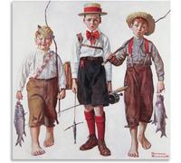 KSHAO ATHQW Célèbres Norman Rockwell Affiches Trois Frères Toile Art Mural Norman Rockwell Peinture Norman Rockwell Impressions pour Décor Intérieur Photo 40x40cm sans Cadre
