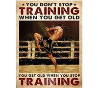 KSHAO ATHQW Muay Thai Boxer Poster Boxe Art Mural Lorsque Vous Obtenez Vieille Peinture sur Toile Formation Vintage pour Salle De Gym Salle Décor À La Maison Photo 20x30cmx1 sans Cadre