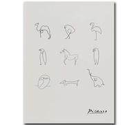 KSHAO ATHQW Pablo Picasso Affiche Lignes D’Animaux Art Mural Minimaliste Noir Blanc Toile Peinture Pablo Picasso Impressions pour Décor Intérieur Photo 50x70cm sans Cadre