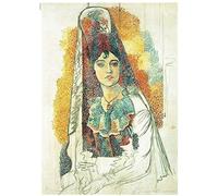 KSHAO ATHQW Poster Pablo Picasso - Femme avec Mantilla Fatma - Art mural abstrait - Peinture sur toile pour décoration d'intérieur rétro - 40 x 60 cm - 1 sans cadre