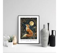 KSHAO ATHQW William Morris Affiche d’Exposition《Animaux de la forêt》Art Mural Peinture sur Toile Abstraite William Morris Impressions Fleur Image pour La Maison 10x20cm sans Cadre