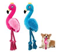 Ksheria Lot de 2 flamants roses en peluche pour chien avec pattes en corde, jouet couineur interactif à mâcher pour chiens de petite et moyenne taille (flamant rose)