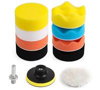 Kshineni 11 Pièces 80mm Éponge Polissage Pad Perceuse Tampon de Polissage en Laine avec M10 Foret Visseuse Polir Kit pour Voiture Meulage Cirage