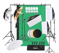 Kshioe Photography Lighting Kit, Umbrella Softbox Set Continuous Lighting with 6.5ftx9.8ft Background Stand Backdrop Support System for Photo Studio Product, Portrait and Video Shooting