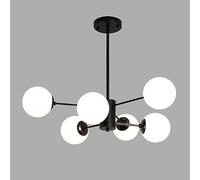 KSHSAA Lustre de plafond intérieur boule blanche suspension en verre salon salle à manger cuisine îlot cluster lampes suspendues suspension en métal noir