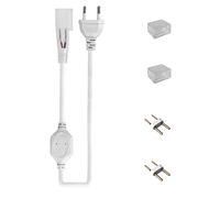 KSIBNW Câble d'alimentation LED 1,5 m avec Bouton de Commutation, pour Bandes Néon LED 220-240V, Comprend Un Embout en 2 Pièces, Un Kit de Broches en 2 Pièces