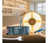 KSIBNW Ruban LED COB 12V, 5M Bande LED COB Blanc Naturel 4000K Découpable Flexible 320LED/M CRI>90 Adhésif Bandeau Largeur 8mm avec Transformateur 220V 12V 100W pour Chambre, Décoration de la Maison