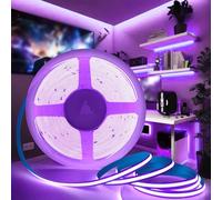 KSIBNW Ruban LED COB 12V, Bande LED 5M Violet Lumineuse Découpable Bandeau Largeur 8mm 320LED/M CRI>90 Flexible Ruban Eclairage Intérieur pour Chambre, Salle de Jeux, Fête, Festival, Sans Alimentation
