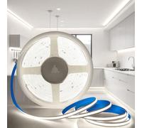 KSIBNW Ruban LED COB 24V, Bande LED 10M Blanc Froid 6000K Lumineuse LED Découpable Bandeau Largeur 8mm 320LED/M CRI>90 Flexible Ruban Eclairage Intérieur pour Chambre, Cuisine, Sans Alimentation