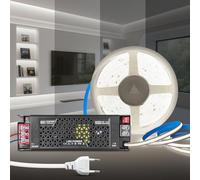 KSIBNW Ruban LED COB 5M, DC 24V Bande LED Blanc Froid 6000K avec Transformateur 220V 24V 100W Alimentation Réglable, Adhésif Bandeau Lumineuse COB Dimmable pour Chambre, Décoration de la Maison
