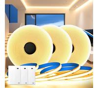 KSIBNW Ruban LED Pile Batterie, 1M Bande LED COB à Piles 3 Pièces, Blanc Chaud 3000K 320LED/M Lumineuse 5V Adhésive Bandeau à Batterie pour Cuisine Sous Meuble, Chambre, Placard Décoration