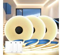 KSIBNW Ruban LED Pile Batterie, 1M Bande LED COB à Piles 3 Pièces, Blanc Naturel 4000K 320LED/M Lumineuse 5V Adhésive Bandeau à Batterie pour Cuisine Sous Meuble, Chambre, Placard Décoration
