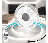 KSIBNW Ruban LED USB COB 2M, 5V Dimmable LED Bande avec Télécommande, Blanc Froid 6000K Bandeau Largeur 8mm 320LED/M Flexible Luminescence Bande pour Chambre, TV Rétroéclairage, Armoire Décoration