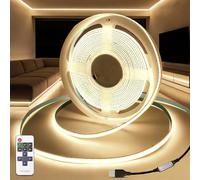 KSIBNW Ruban LED USB COB 3M, 5V Dimmable LED Bande avec Télécommande, Blanc Naturel 4000K Bandeau Largeur 8mm 320LED/M Flexible Luminescence Bande pour Chambre, TV Rétroéclairage, Armoire Décoration