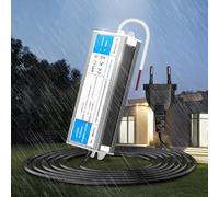 KSIBNW Transformateur 220V 24V LED Driver Etanche IP67, Extérieur 36W Transfo avec Prise 220V AC à 24V 1,5A Convertisseur Imperméable Ultra Fin Alimentation Tension Basse Constante Adaptateur