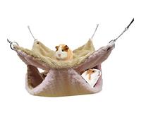 KSIEE Hamac à suspendre en polaire chaude pour petit animal domestique, furet, cochon d'Inde, hamster, rat, souris, chinchilla volant, gerbille et écureuil (rose)