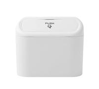 KSIEE Poubelle de voiture avec couvercle, mini poubelle portable à suspendre pour voiture, bureau, maison (blanc)