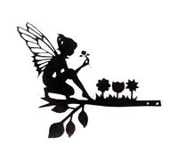 KSIEE Statue de fée en métal, décoration de branche de fée, art de jardin en métal, découpes de fée, silhouette d'elfe pour arbres, clôtures, murs