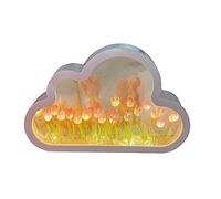 KSIEE Veilleuse tulipe faite à la main pour décoration de meubles, fleur artificielle, lampe de table pour chambre à coucher, lampe de table pour enfants, filles, couples, amis, cadeau, décoration