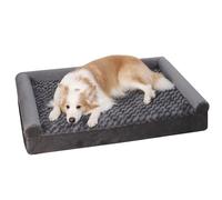 KSIIA Panier Grande Taille pour Chien 90x57x16cm Orthopédique, Gris | Canapé pour chien orthopédique, soutien des articulations, 3 bords surélevés, housse déhoussable et lavable