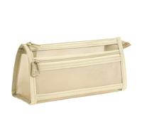 Ksikdeg À Stylos Esthétique Étui À Mailles Double Couche Capacité Fournitures Scolaires Et De Bureau Transparentes Pochette en Maille Double Couche Transparente pour Étudiant