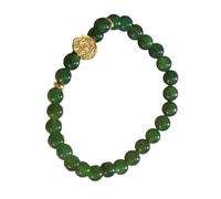 Ksikdeg Bracelet de perles imitation jades porte-bonheur et richesse pour femme à la mode en cordon rouge tissé, Métal