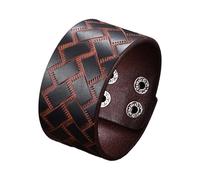 Ksikdeg Bracelet tendance en cuir véritable tressé pour homme avec fermoir magnétique robuste en alliage réglable décontracté formel, Cuir de vache synthétique + cuir microfibre + boucle en alliage