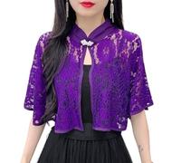 Ksikdeg Châle en dentelle blanche confortable pour femme en dentelle châle de mariage pour soirée fête délicate fermoir argenté capes manteau, violet, taille unique