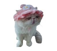 Ksikdeg Chapeau De Fleur pour Animaux Compagnie Chiot Chien Costume d'anniversaire Crochet À La Mode Vêtements Animaux Compagnie Tenue Noël Tricotée Chats