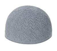 Ksikdeg Chapeau Kufi en tricot creux pour adultes, adolescents, musulmans, respirant, décontracté, fait à la main, gris, 7.125