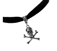 Ksikdeg Collier ras du cou punk alternatif noir avec pendentif tête de mort | Bijou de déclaration pour festival, costume de scène, tenue sombre