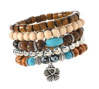 Ksikdeg Coquillage de noix de coco et perles en bois avec pierre turquoise - Accessoires de poignet pour un look élégant et élégant - Unisexe, taille unique, Comme décrit