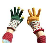 Ksikdeg Gants Tricotés À De Fleurs pour Femmes Et Filles Design Élégant Coupe-Vent Épais Et Chauds Le Cyclisme Le Ski Usage Quotidien Gants d'hiver Temps Froid