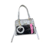 Ksikdeg Japanese Styles Crossbody Bag PU Leather Itabag Student School Large Capacity Shoulder Clear Pin Display Large Capacity Itabag Clear Pin Display Handbag Shoulder Crossbody