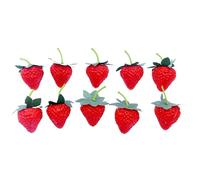Ksikdeg Lot de 10 répliques de fraises pour table, décoration d'intérieur, accessoires de photographie, fournitures de fête, fausses fraises