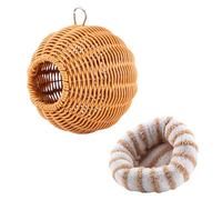 Ksikdeg Nichoir à oiseaux en rotin tissé à la main avec design ventilé et crochet de sécurité pour extérieur, abri de jardin, accessoire de cage à oiseaux en rotin