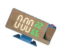 Ksikdeg Réveil à projection LED multifonction en bois avec grand écran d'affichage de la température et de l'humidité pour la maison