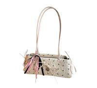 Ksikdeg Sac à main pour femme avec jolis nœuds et épaules en cuir PU pour tous les jours élégant sous les bras - Joli nœud pour femme - Sac à main en cuir PU pour tous les jours, blanc, One Size