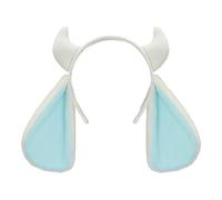 Ksikdeg Serre-tête en corne de mouton en peluche - Accessoire de costume avec oreilles de fourrure grises et blanches pour fêtes et cosplay - Bandeau moderne de mouton pour scène