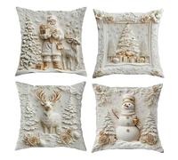Ksikdeg Taies d'oreiller sur le thème des vacances - Motif Père Noël - Housse de coussin douce et lavable - Décoration de Noël - Pour salon, chambre à coucher