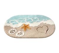 Ksikdeg Tapis de bain en peluche à séchage rapide antidérapant imitation cachemire pour douche, baignoire, chevet, décoration d'intérieur, décoration côtière, tapis de salle de bain