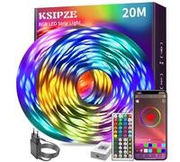 KSIPZE Bande LED 20 m (2 x 10 m) Bande LED RVB avec télécommande Synchronisation avec musique Bluetooth Réglage de la minuterie Réglable Changement de couleur Guirlande lumineuse LED Barre d'éclairage