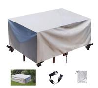 KSITH- Fly Housse Salon de Jardin,420D Oxford Imperméable Housse Salon de Jardin Exterieur,Coupe-Vent Anti-UV Housse de Protection Mobilier,avec Boucle Coupe Vent -Silver|| 225x116x82cm/89x46x32in