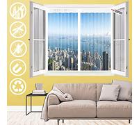 KSITH Moustiquaire FenêTre MagnéTique, Auto-AdhéSif Moustiquaire avec Aimants, Anti Moustique Fenêtre D'écran Pliable Facile À Installer, pour Fenêtre Portes- White-B|| 130x120cm(51x47inch)