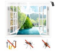 KSITH Moustiquaire FenêTre MagnéTique, Fermeture Automatique Insectes Fenêtre D'écran Magnétique, sans Perçage Facile À Installer, pour Fenêtre Portes- White-A|| 55x55inch(140x140cm)