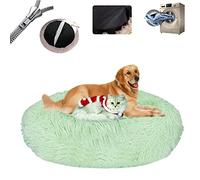 KSITH- Panier pour Chien Déhoussable Peluche Donut Lit Apaisant Antidérapant Anti-Stress Confortable Coussin Chat- Vert|| Ø100/39in(3XL)