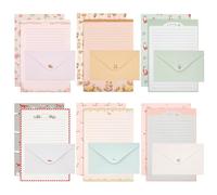 KSIWRE Ensemble de 54 pièces de papeterie avec enveloppes, 36 feuilles de papier à lettres + 18 enveloppes, papier à lettres à lignes mignon pour écriture de lettres, invitations, poèmes, fournitures