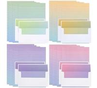 KSIWRE Ensemble de papeterie aquarelle avec enveloppes, 16 feuilles de papier ligné + 8 enveloppes, papier de papeterie de couleurs dégradées pour écrire, lettres, poèmes, invitations, meilleurs vœux